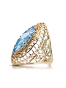 14-кв Желтое золото Аквамарин Кольцо Винтаж стиль vrc090y